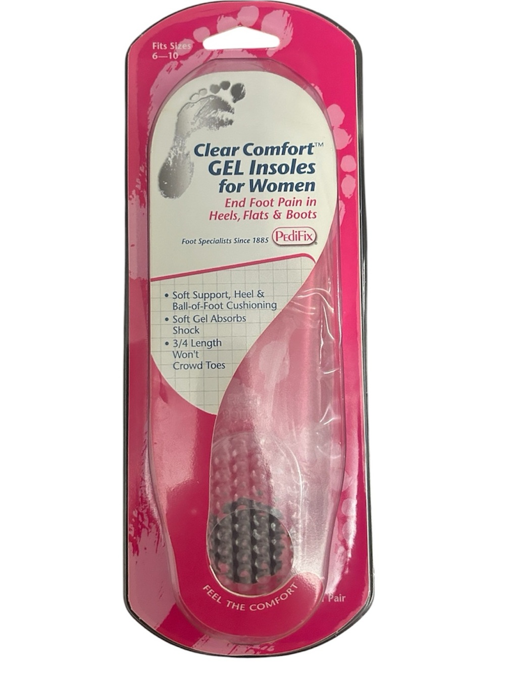 NEW Pedifix Visco-gel Clear Comfort Insoles for Women